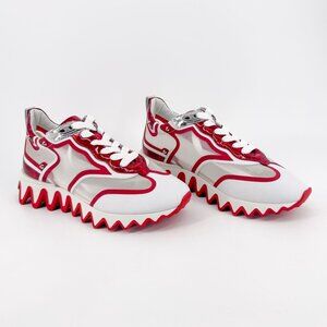 Christian Louboutin Sharkina White Mesh Red Sneakers Size 39.5 US 9.5 Women 6924